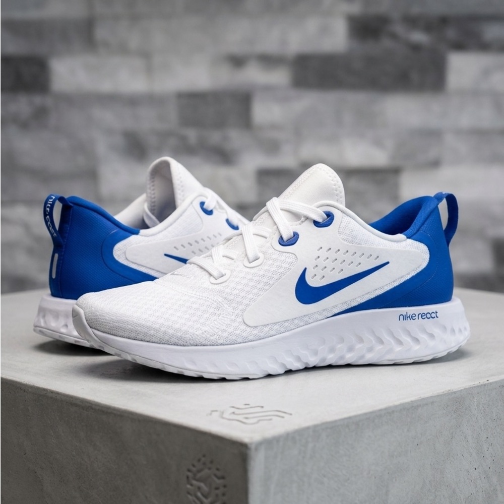 Nike legend react game royal men’s  White and Blue Lightweight React Sneakers